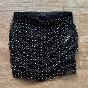 Haute Monde Black Mini Skirt with Bead Embellishments